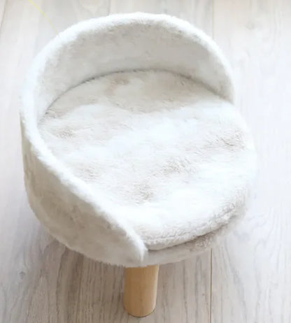 Elevated Plush Modern Cat Bed - Cozy Pet Furniture