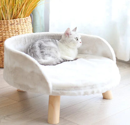 Elevated Plush Modern Cat Bed - Cozy Pet Furniture